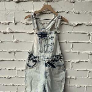 Denim Overalls with Distressed Details